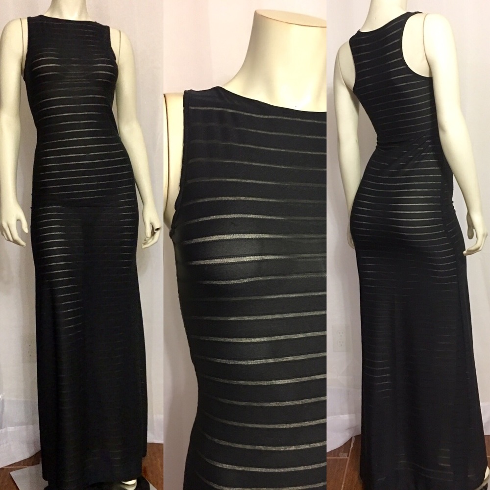 Black semi see-through floorlength no sleeve dress